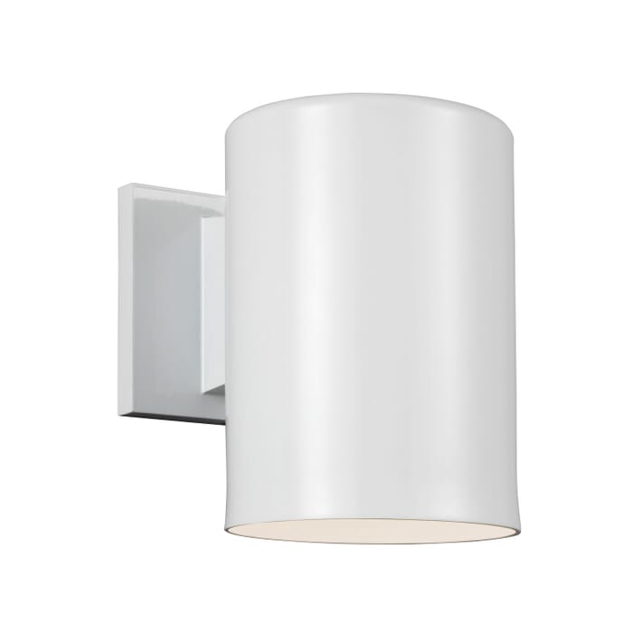 Outdoor Cylinders 1-Light Outdoor Wall Lantern in White Outdoor Cylinders 1-Light Outdoor Wall Lantern in White