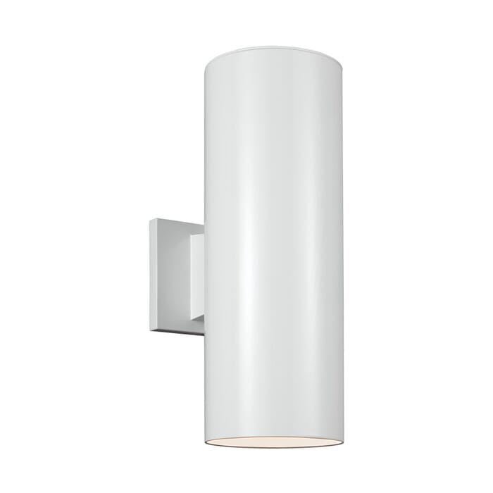 Sea Gull Cylinders 2-Light 14" Outdoor Wall Light in White Sea Gull Cylinders 2-Light 14" Outdoor Wall Light in White