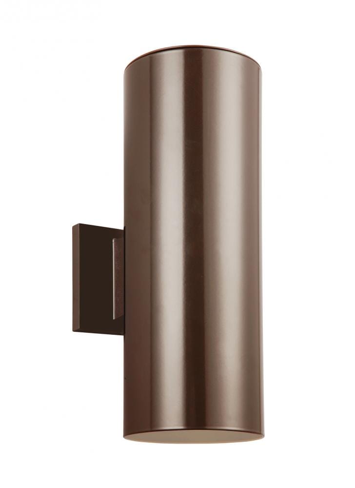 Sea Gull Cylinders 2-Light 14" Outdoor Wall Light in Bronze