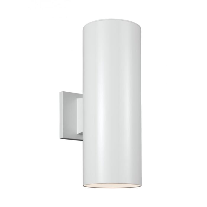 Sea Gull Cylinders 2-Light 14" Outdoor Wall Light in White Sea Gull Cylinders 2-Light 14" Outdoor Wall Light in White