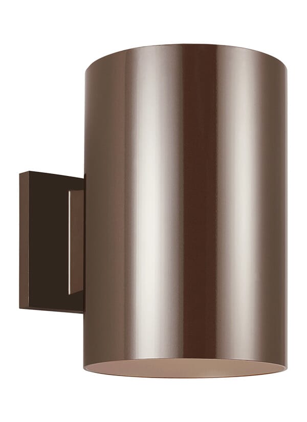 Sea Gull Cylinders 9" Outdoor Wall Light in Bronze