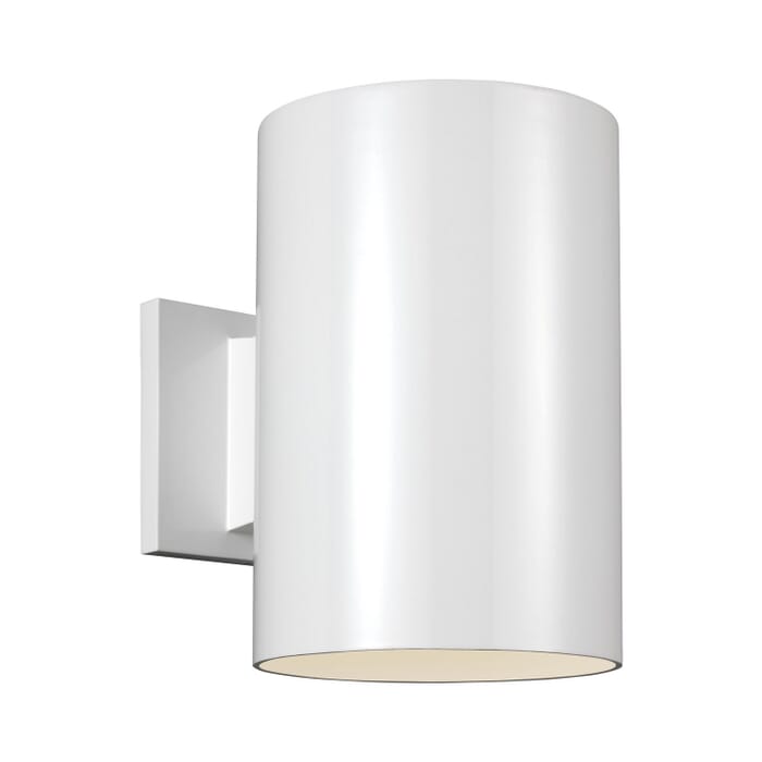 Outdoor Cylinders 1-Light Outdoor Wall Lantern in White Outdoor Cylinders 1-Light Outdoor Wall Lantern in White