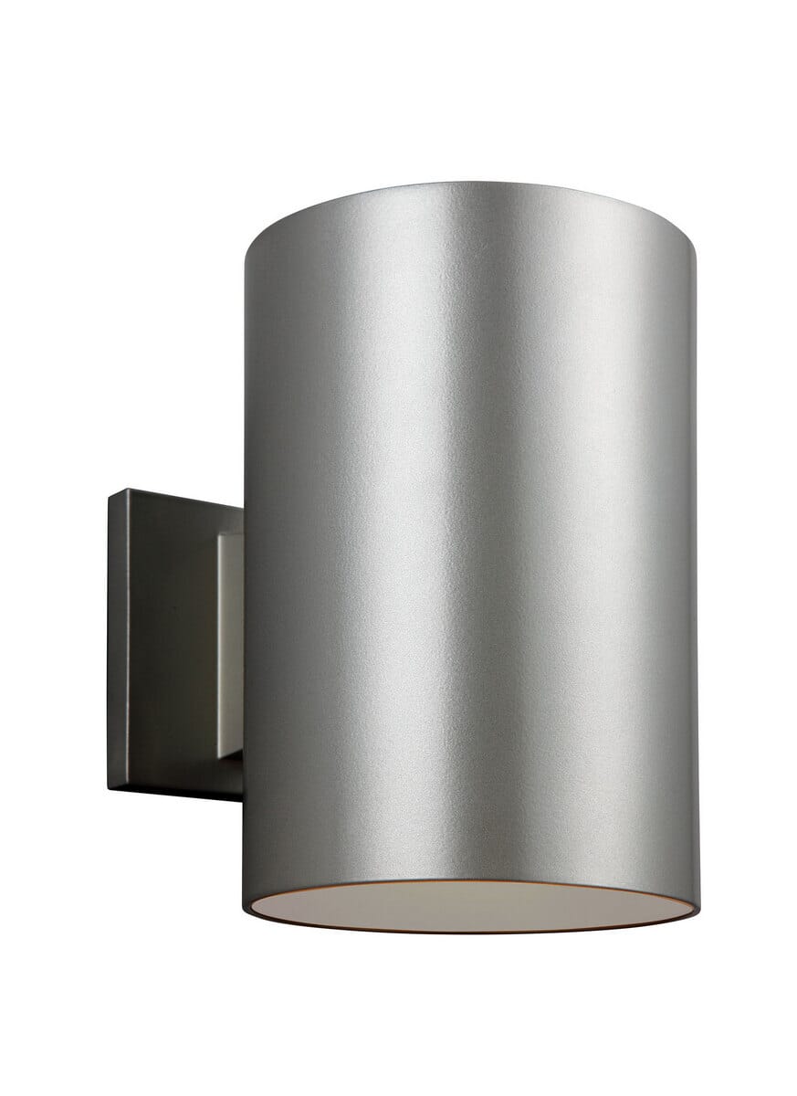 Sea Gull Cylinders 9" Outdoor Wall Light in Painted Brushed Nickel