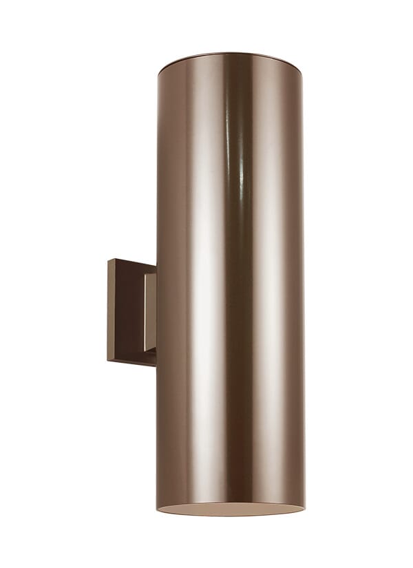 Sea Gull Cylinders 2-Light 18" Outdoor Wall Light in Bronze