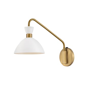 Lark Simon Wall Sconce in Matte White with Heritage Brass accents