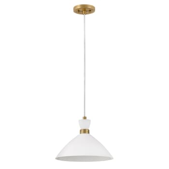 Lark Simon Pendant Light in Matte White with Heritage Brass accents