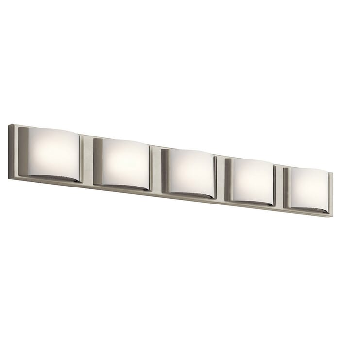 Elan Bretto 37.25" 5-Light LED Bent Glass Bathroom Vanity Light in Brushed Nickel Elan Bretto 37.25" 5-Light LED Bent Glass Bathroom Vanity Light in Brushed Nickel