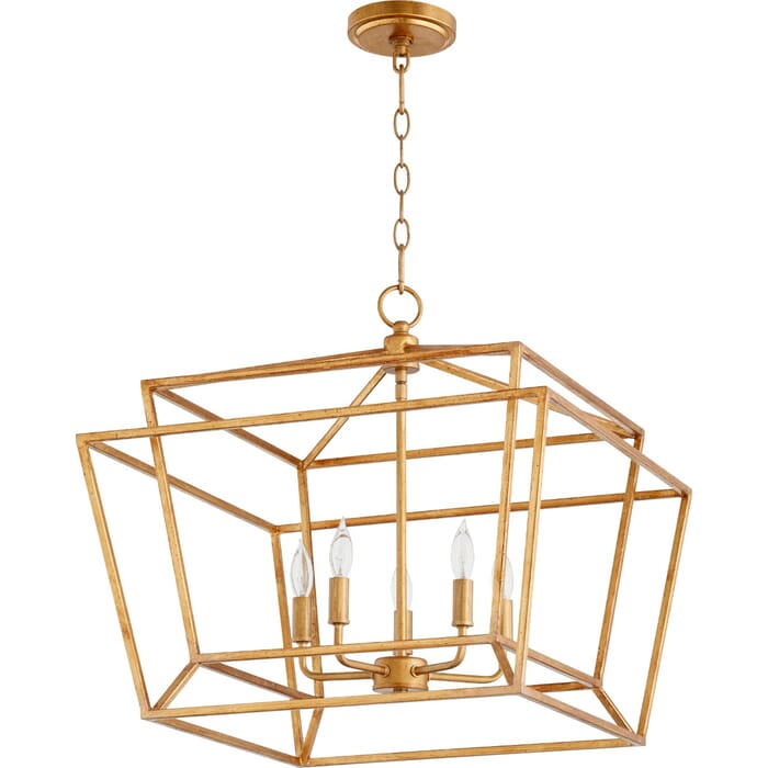 Quorum Monument 5-Light 20" Dinette & Breakfast Chandelier in Gold Leaf Quorum Monument 5-Light 20" Dinette & Breakfast Chandelier in Gold Leaf