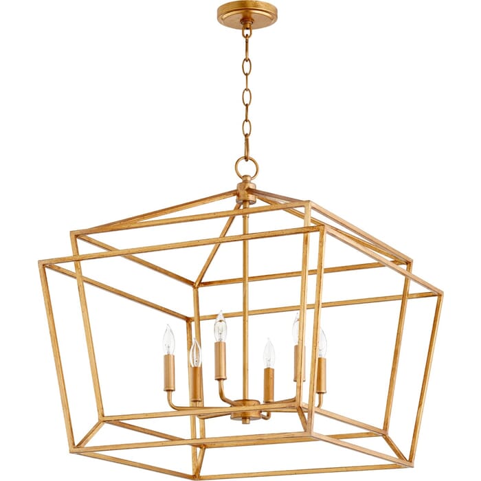 Quorum Monument 6-Light 25" Dinette & Breakfast Chandelier in Gold Leaf Quorum Monument 6-Light 25" Dinette & Breakfast Chandelier in Gold Leaf