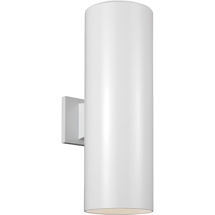 Sea Gull Cylinders 2-Light 18" Outdoor Wall Light in White Sea Gull Cylinders 2-Light 18" Outdoor Wall Light in White