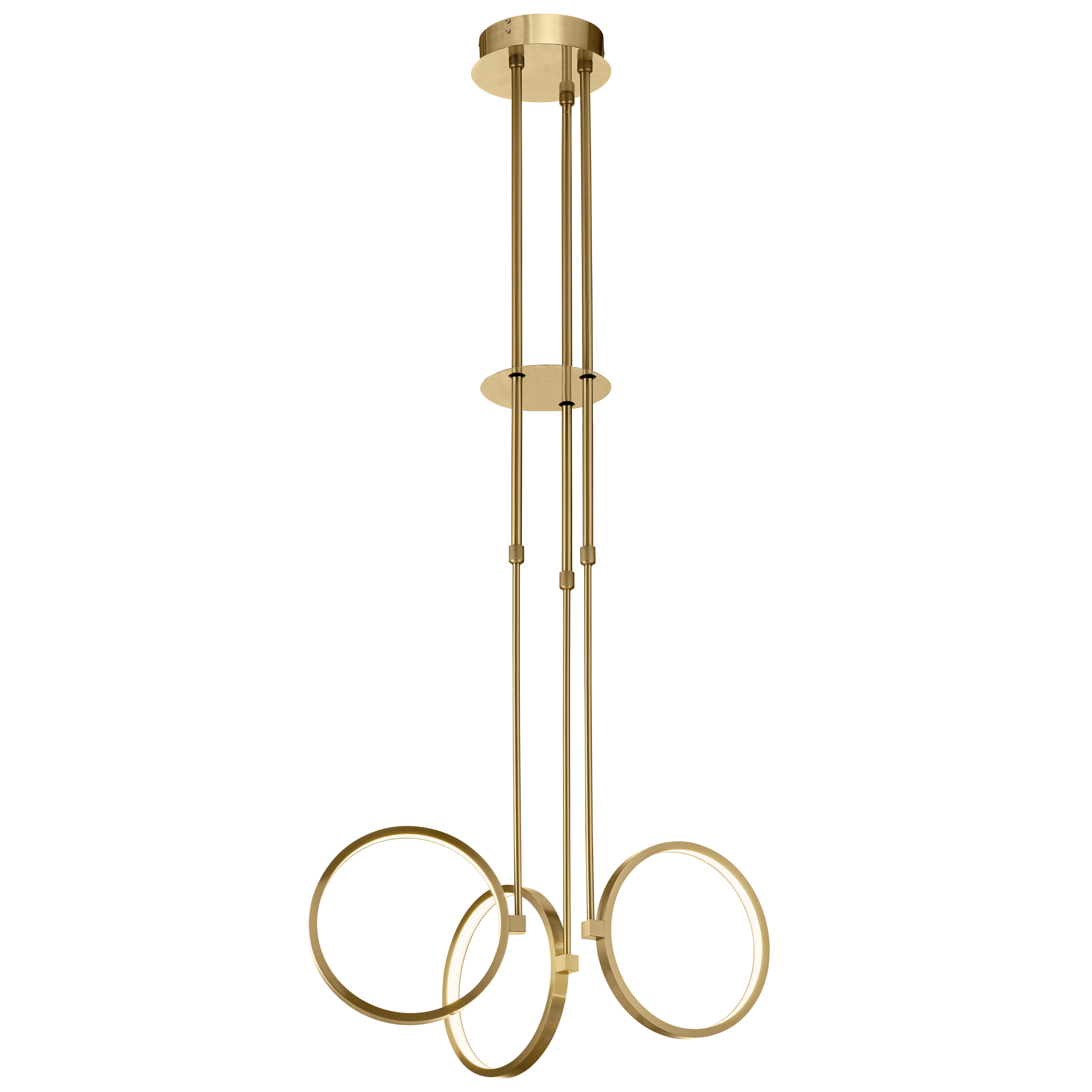 3-Light 19" Modern Chandelier in Champagne Gold