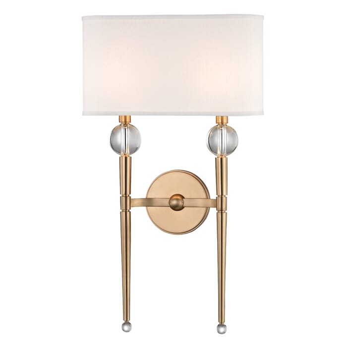 Hudson Valley Rockland 2-Light 22" Wall Sconce in Aged Brass Hudson Valley Rockland 2-Light 22" Wall Sconce in Aged Brass