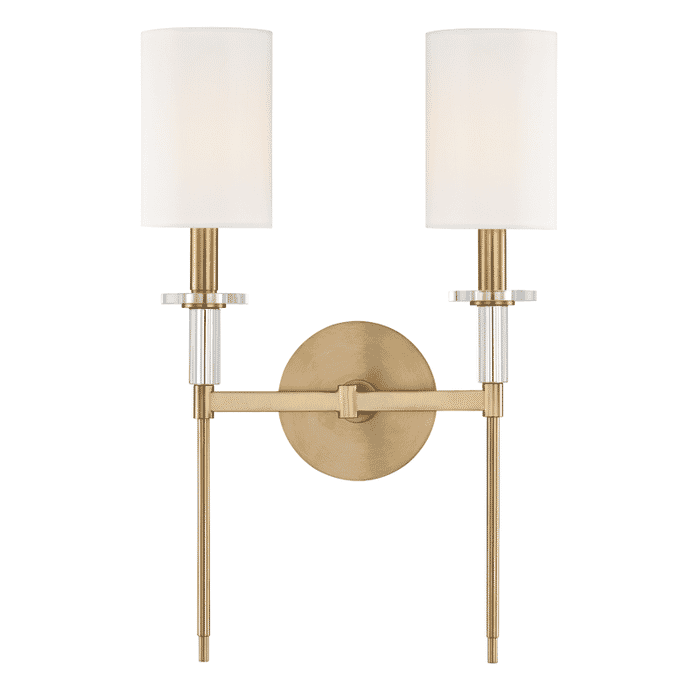 Hudson Valley Amherst 2-Light Wall Sconce in Aged Brass Hudson Valley Amherst 2-Light Wall Sconce in Aged Brass