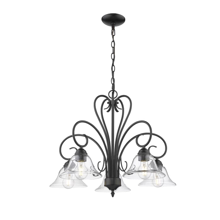 Golden Homestead 5-Light Transitional Chandelier in Matte Black Golden Homestead 5-Light Transitional Chandelier in Matte Black