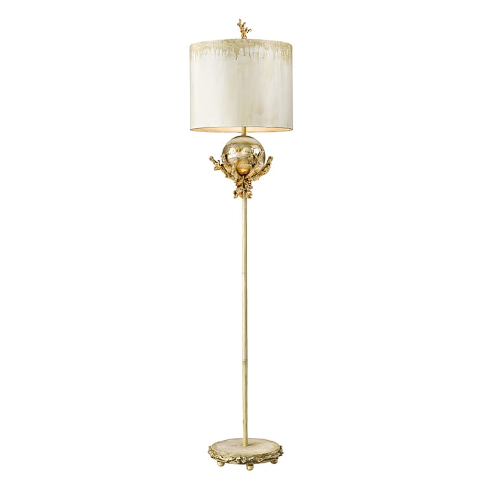 Trellis 2-Light Floor Lamp in Putty and w with Silver Leaf Orb Trellis 2-Light Floor Lamp in Putty and w with Silver Leaf Orb