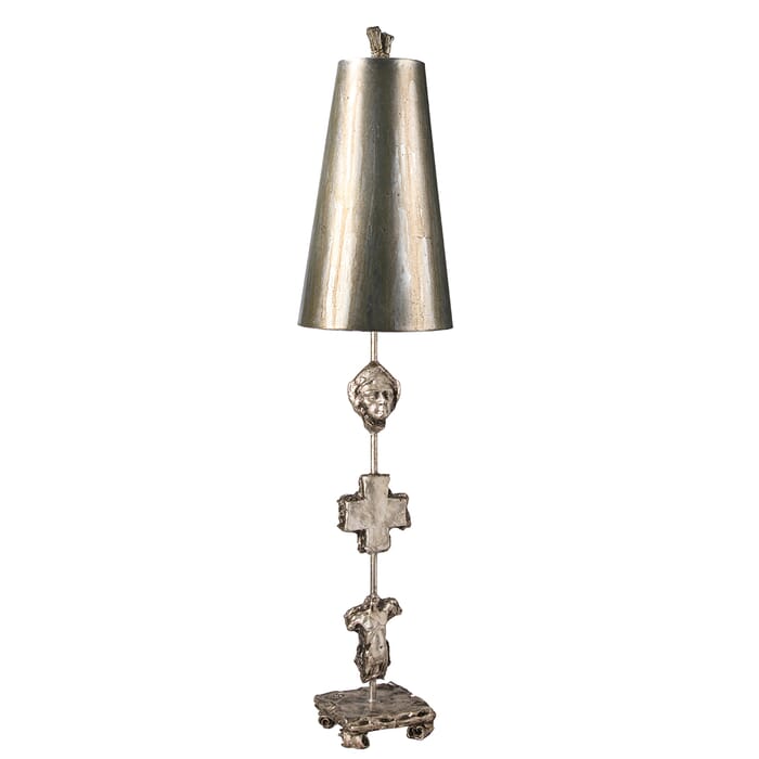 Fragment 1-Light Buffet Lamp in Silver leaf and umber glaze w with fragments cast from ancient stonework Fragment 1-Light Buffet Lamp in Silver leaf and umber glaze w with fragments cast from ancient stonework