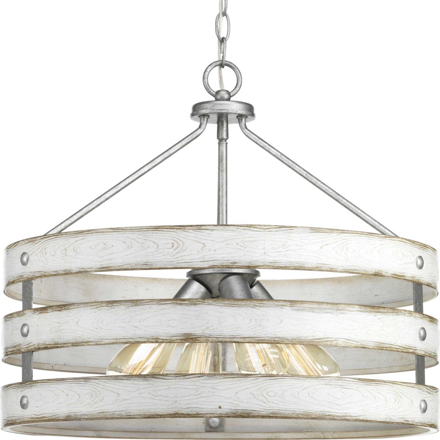 Galvanized Finish Four Light Pendant from the Gulliver Collection