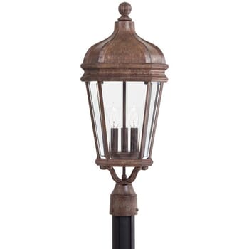 The Great Outdoors Harrison 3-Light 26" Outdoor Post Light in Vintage Rust