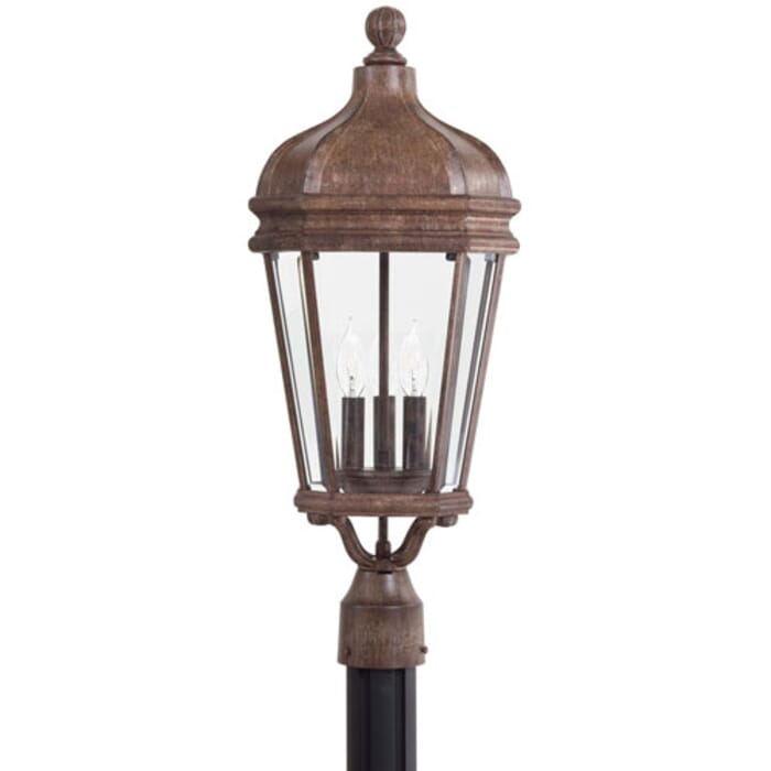 The Great Outdoors Harrison 3-Light 26" Outdoor Post Light in Vintage Rust The Great Outdoors Harrison 3-Light 26" Outdoor Post Light in Vintage Rust