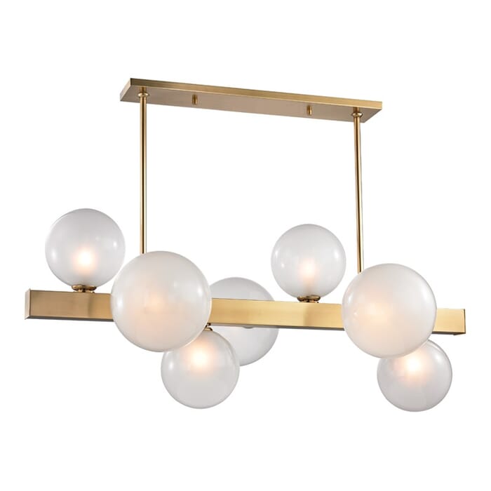 Hudson Valley Hinsdale 7-Light 21" Kitchen Island Light in Aged Brass Hudson Valley Hinsdale 7-Light 21" Kitchen Island Light in Aged Brass