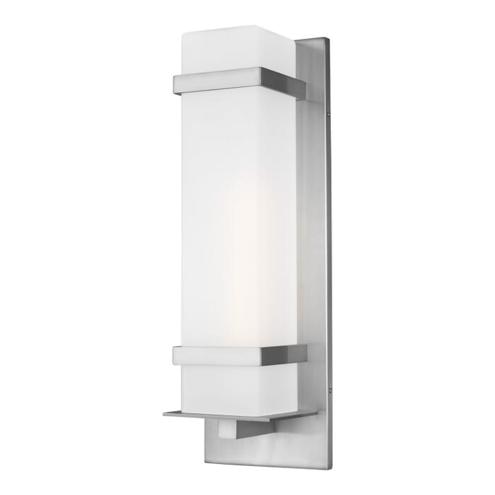 Alban 1-Light Outdoor Wall Lantern in Satin Aluminum Alban 1-Light Outdoor Wall Lantern in Satin Aluminum