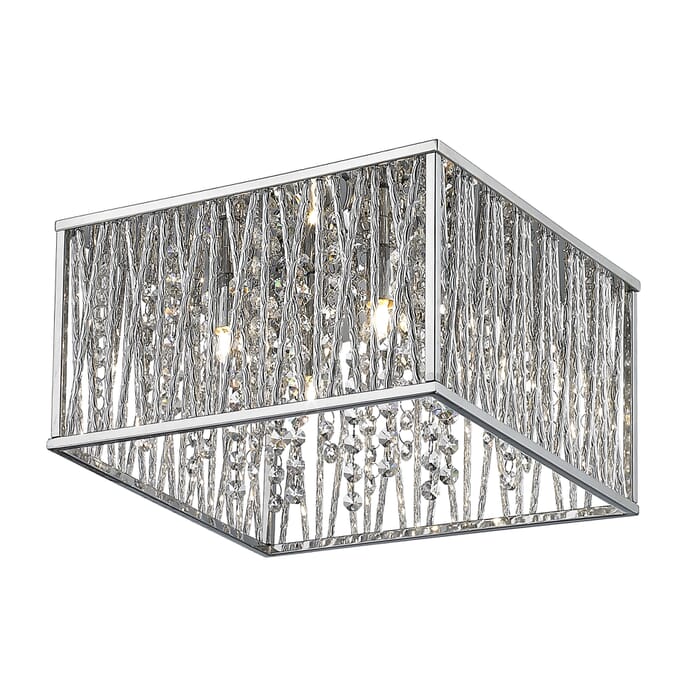 Z-Lite Terra 4-Light Flush Mount Ceiling Light In Chrome Z-Lite Terra 4-Light Flush Mount Ceiling Light In Chrome
