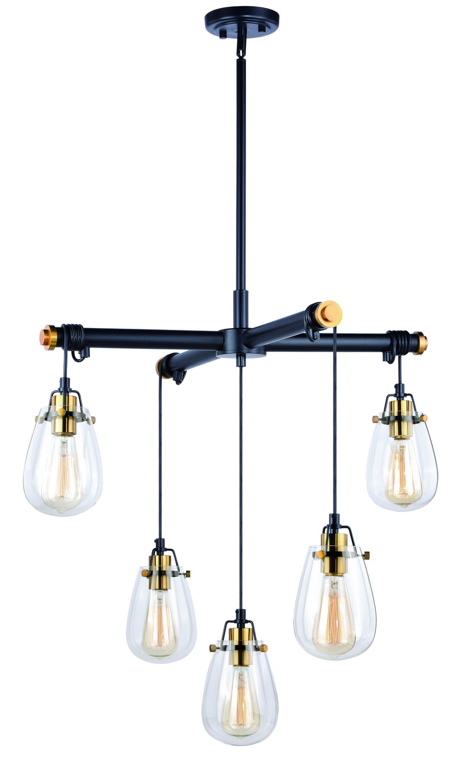 Kassidy 5-Light Chandelier in Black and Natural Brass