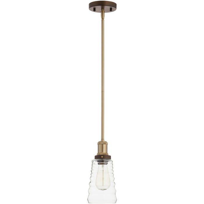 Quorum Transitional 5" Pendant Light in Aged Brass with Oiled Bronze Quorum Transitional 5" Pendant Light in Aged Brass with Oiled Bronze