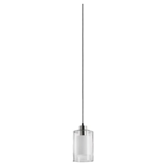Quorum Contemporary 5" Pendant Light in Satin Nickel Clear and White Quorum Contemporary 5" Pendant Light in Satin Nickel Clear and White