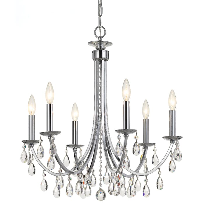 Crystorama Bridgehampton 6-Light 26" Chandelier in Polished Chrome with Hand Cut Crystal Crystals Crystorama Bridgehampton 6-Light 26" Chandelier in Polished Chrome with Hand Cut Crystal Crystals