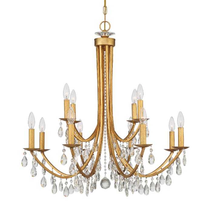 Crystorama Bridgehampton 12-Light 31" Chandelier in Antique Gold with Swarovski Strass Crystal Crystals Crystorama Bridgehampton 12-Light 31" Chandelier in Antique Gold with Swarovski Strass Crystal Crystals