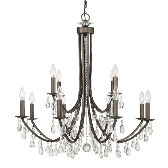 Crystorama Bridgehampton 12-Light 31" Chandelier in Vibrant Bronze with Swarovski Spectra Crystal Crystals Crystorama Bridgehampton 12-Light 31" Chandelier in Vibrant Bronze with Swarovski Spectra Crystal Crystals