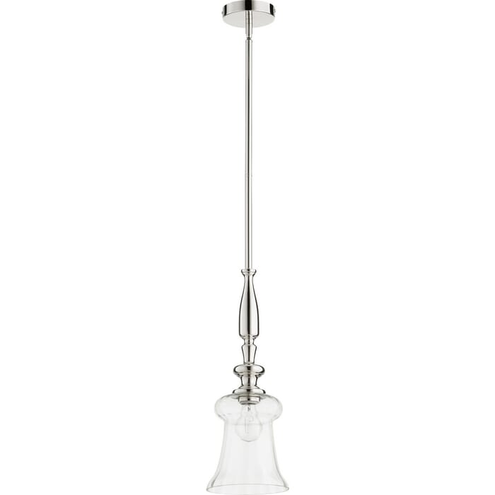 Quorum Transitional 7" Pendant Light in Polished Nickel with Clear Quorum Transitional 7" Pendant Light in Polished Nickel with Clear
