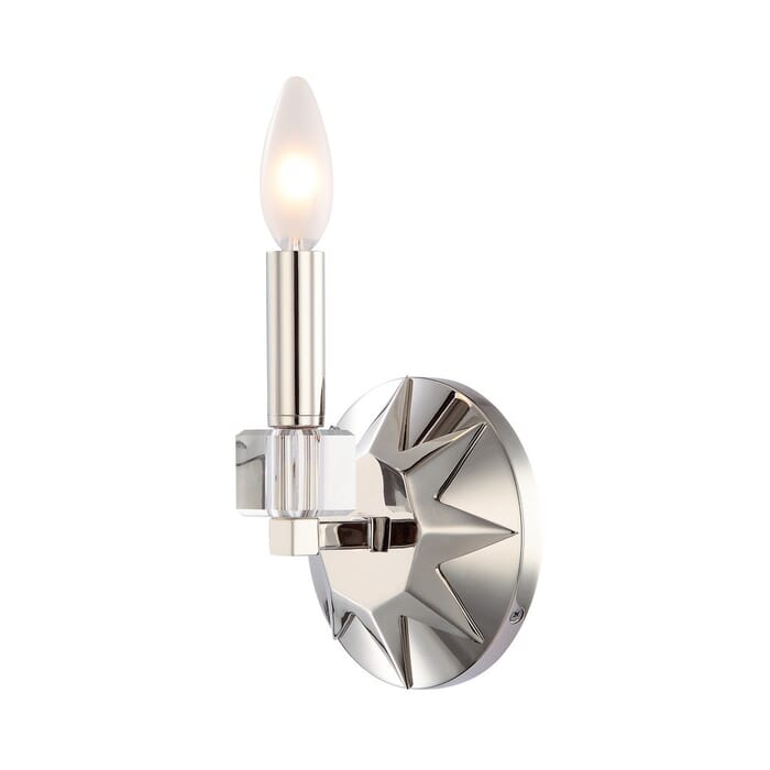 Crystorama Carson 8" Wall Sconce in Polished Nickel with Crystal Cubes Crystals Crystorama Carson 8" Wall Sconce in Polished Nickel with Crystal Cubes Crystals