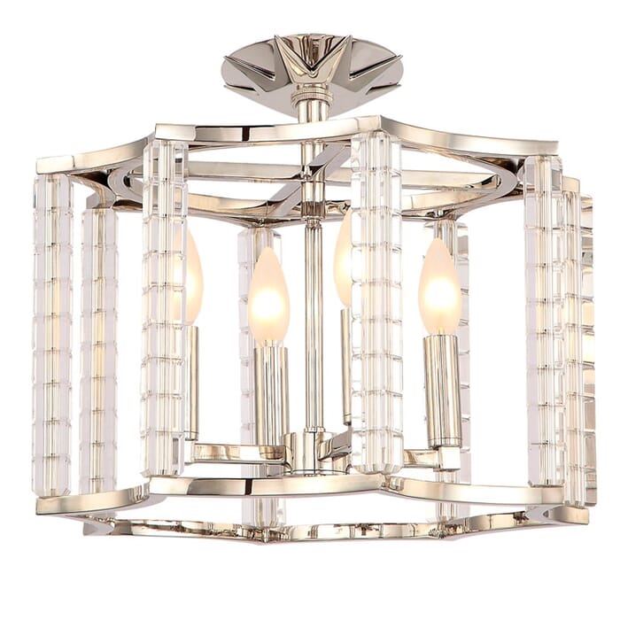 Crystorama Carson 4-Light 16" Ceiling Light in Polished Nickel with Crystal Cubes Crystals Crystorama Carson 4-Light 16" Ceiling Light in Polished Nickel with Crystal Cubes Crystals