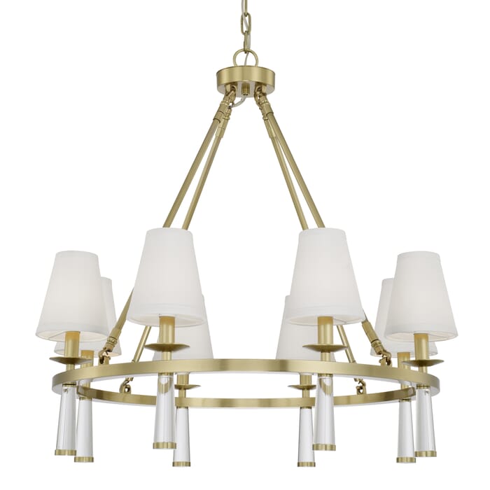 Crystorama Baxter 8-Light 31" Transitional Chandelier in Aged Brass with Glass Finials Crystals Crystorama Baxter 8-Light 31" Transitional Chandelier in Aged Brass with Glass Finials Crystals