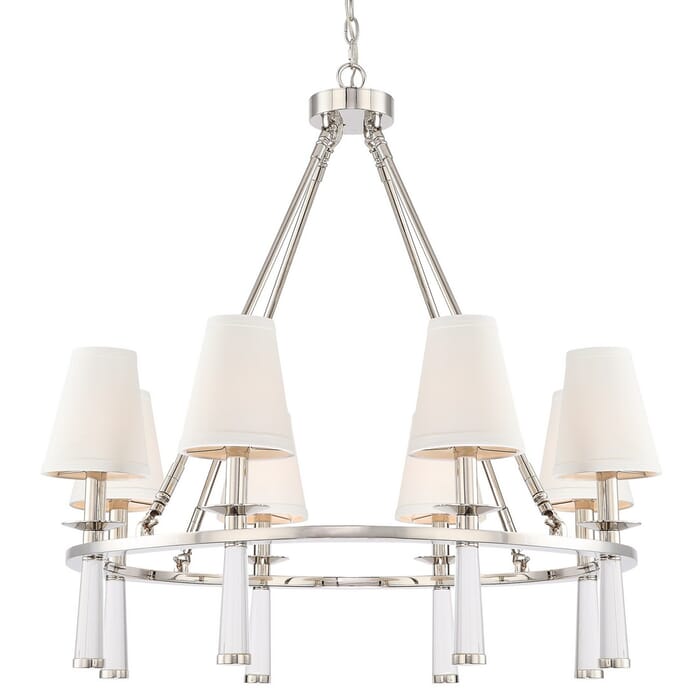 Crystorama Baxter 8-Light 31" Modern Chandelier in Polished Nickel Crystorama Baxter 8-Light 31" Modern Chandelier in Polished Nickel