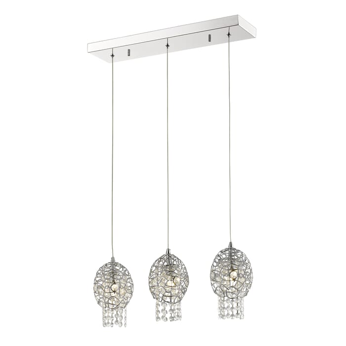 Z-Lite Nabul 3-Light Linear Pendant Light In Chrome Z-Lite Nabul 3-Light Linear Pendant Light In Chrome