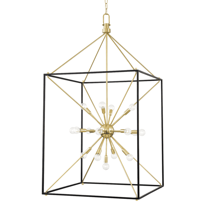 Hudson Valley Glendale 25-Light Chandelier in Aged Brass and Black Hudson Valley Glendale 25-Light Chandelier in Aged Brass and Black