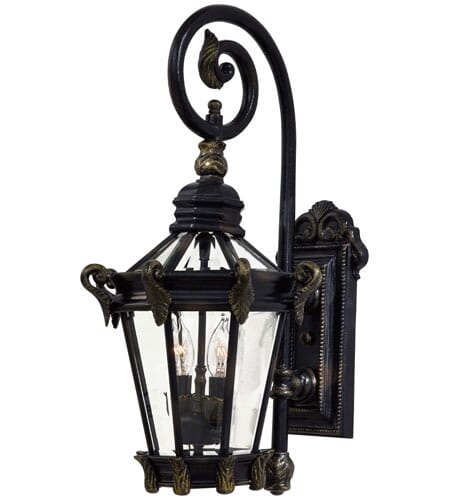 Stratford Hall 2-Light 25" Outdoor Wall Light in Heritage with Gold Highlights