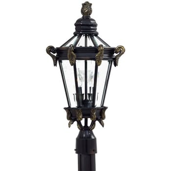 The Great Outdoors Stratford Hall 2-Light 24" Outdoor Post Light in Heritage with Gold Highlights