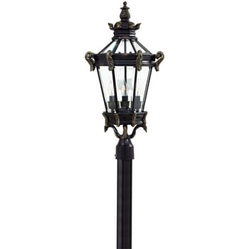 The Great Outdoors Stratford Hall 4-Light 28" Outdoor Post Light in Heritage with Gold Highlights