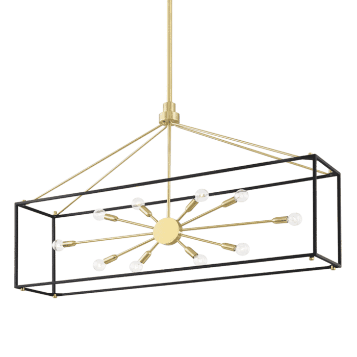 Hudson Valley Glendale 10-Light Kitchen Island Light in Aged Brass and Black Hudson Valley Glendale 10-Light Kitchen Island Light in Aged Brass and Black