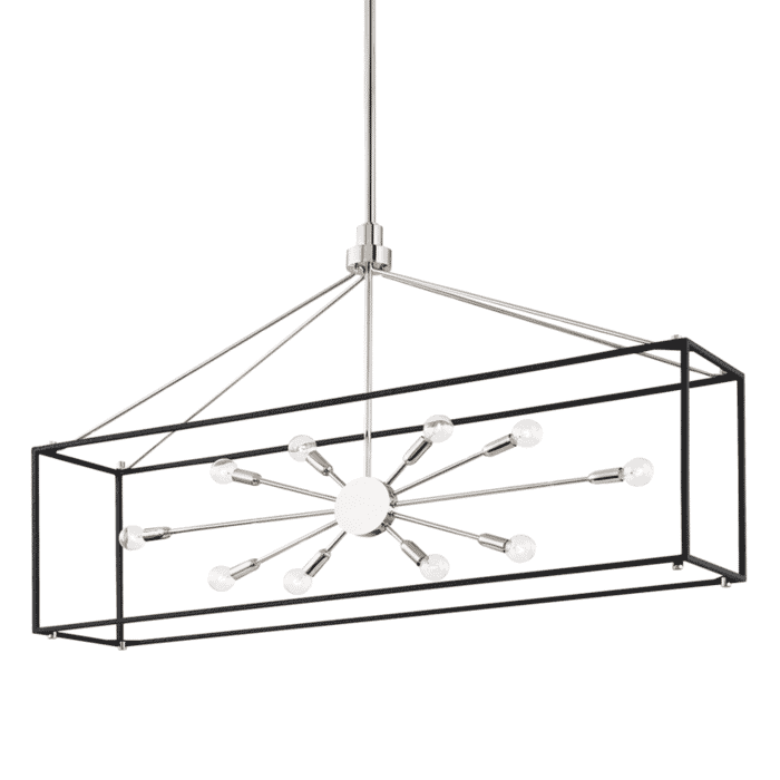 Hudson Valley Glendale 10-Light Kitchen Island Light in Polished Nickel and Black Hudson Valley Glendale 10-Light Kitchen Island Light in Polished Nickel and Black