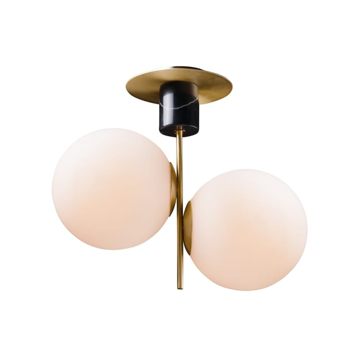 Vesper 2-Light Semi-Flush Mount in Satin Brass with Black Vesper 2-Light Semi-Flush Mount in Satin Brass with Black