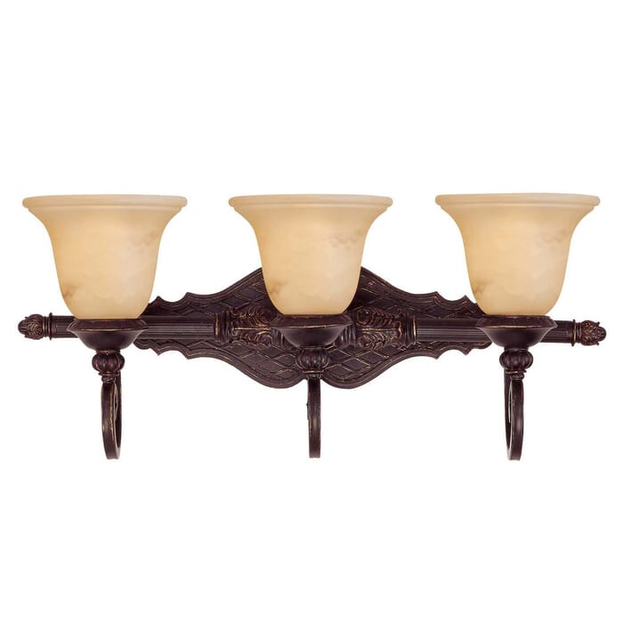 Savoy House Knight 3-Light Bathroom Vanity Light in Antique Copper Savoy House Knight 3-Light Bathroom Vanity Light in Antique Copper