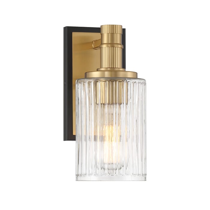 Concord 1-Light Bathroom Vanity Light in Matte Black with Warm Brass Concord 1-Light Bathroom Vanity Light in Matte Black with Warm Brass