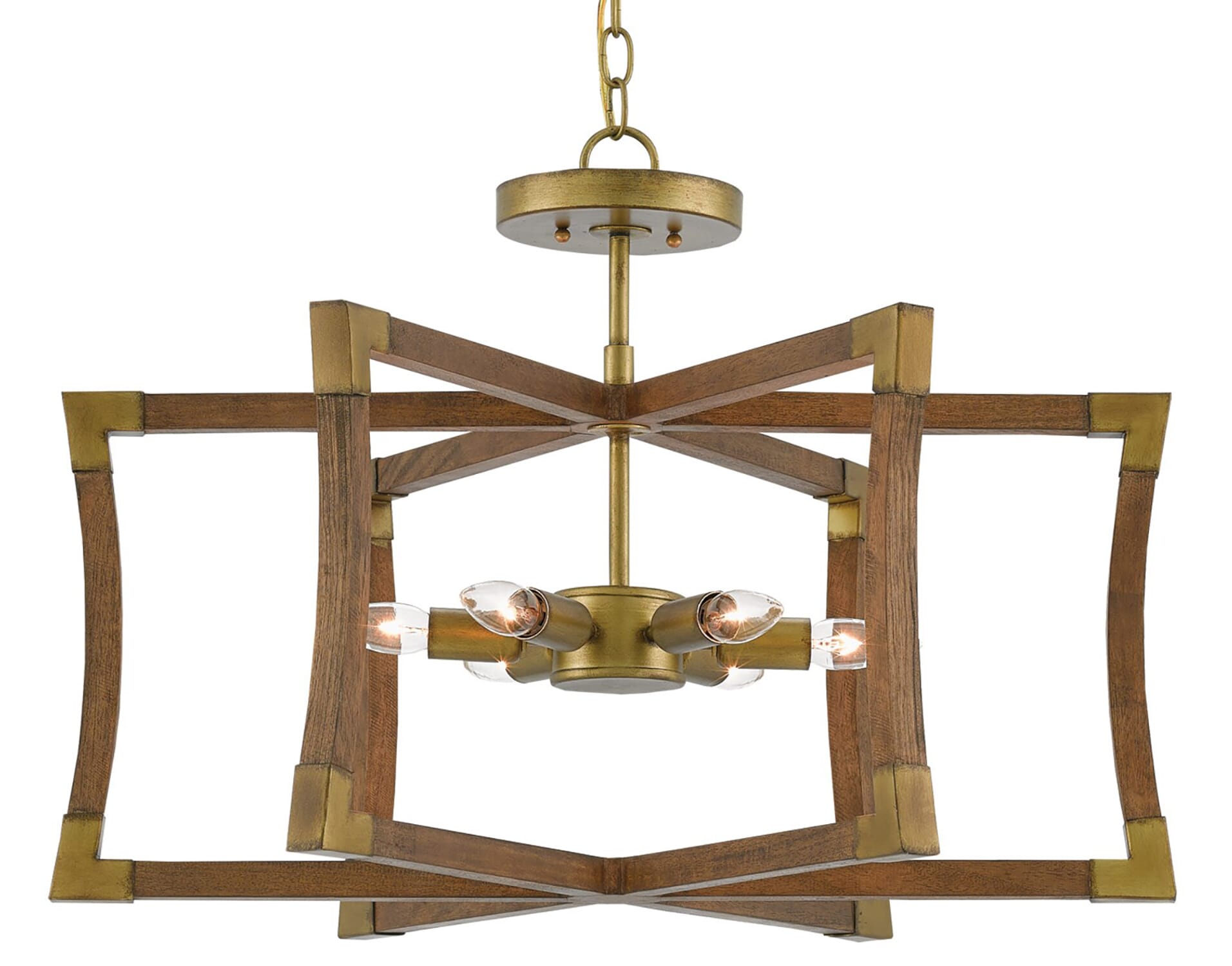 6-Light 19" Bastian Small Lantern in Chestnut and Brass