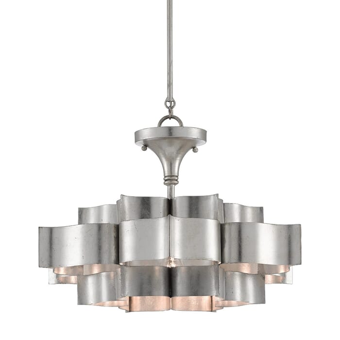 Currey & Company Grand Lotus Small Chandelier in Silver Leaf Currey & Company Grand Lotus Small Chandelier in Silver Leaf