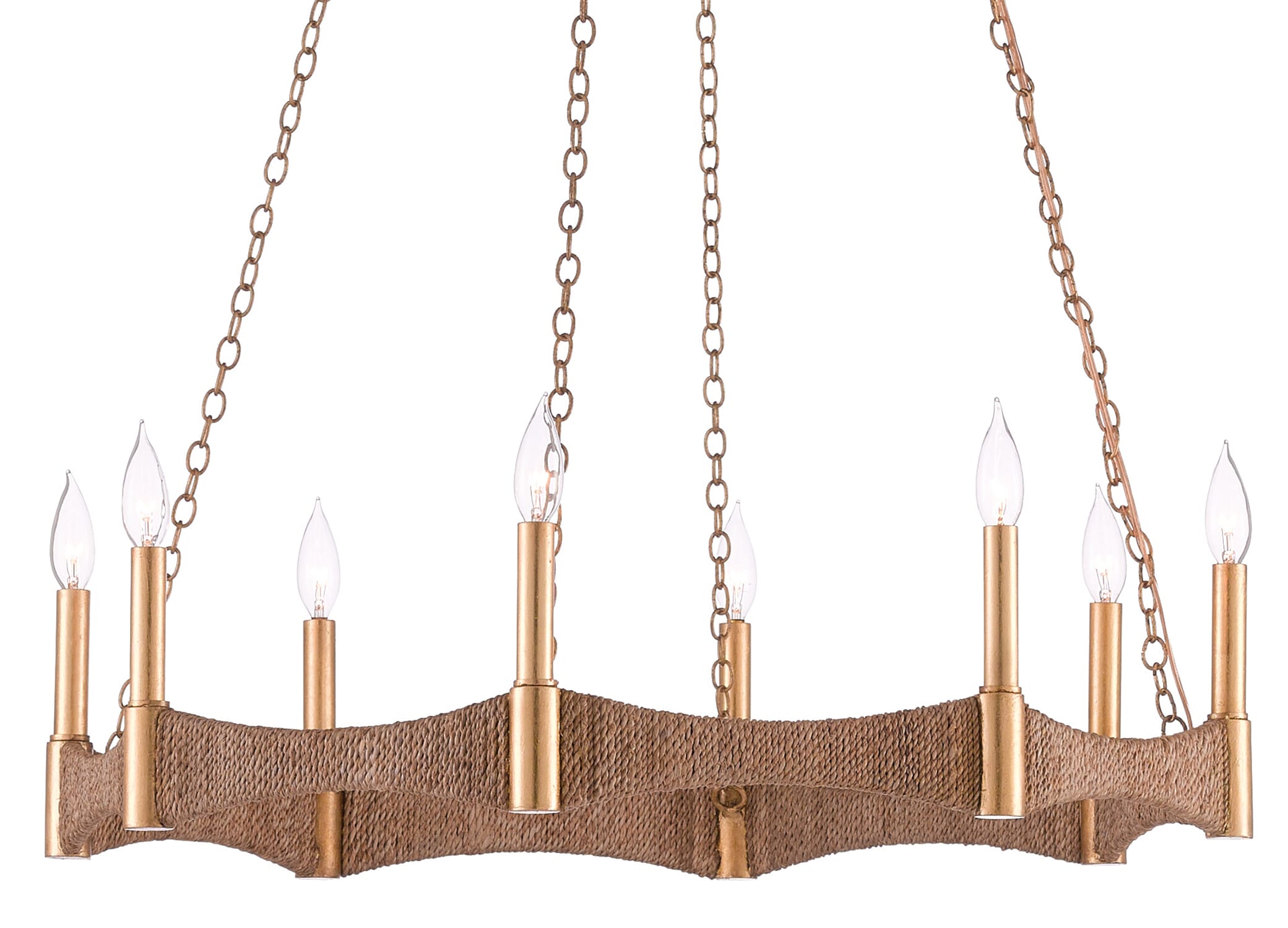 8-Light 7" Mallorca Chandelier in Natural and Dark Contemporary Gold Leaf